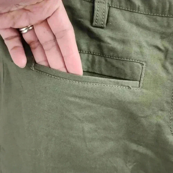 Larry Levine Linen Blend Green‎ Capri Pants Women's 14 - Picture 4 of 7